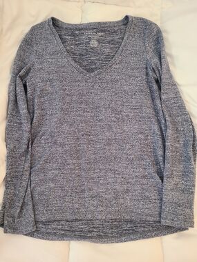 American Eagle Soft & Sexy Plush Heathered Blue Pullover